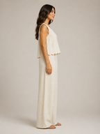 Ulani - Dames Tweedelige Set Met Mouwloze Top En Wijde Broek
