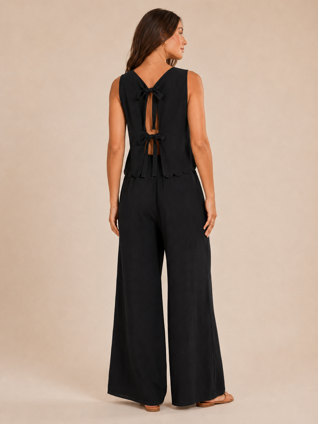 Ulani - Dames Tweedelige Set Met Mouwloze Top En Wijde Broek