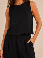 Ulani - Dames Tweedelige Set Met Mouwloze Top En Wijde Broek