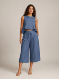 Umay - Dames Tweedelige Set Met Gelaagde Ruchestop En Culottebroek