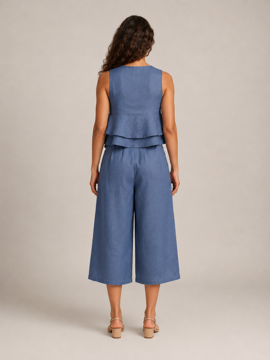 Umay - Dames Tweedelige Set Met Gelaagde Ruchestop En Culottebroek