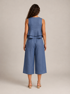 Umay - Dames Tweedelige Set Met Gelaagde Ruchestop En Culottebroek
