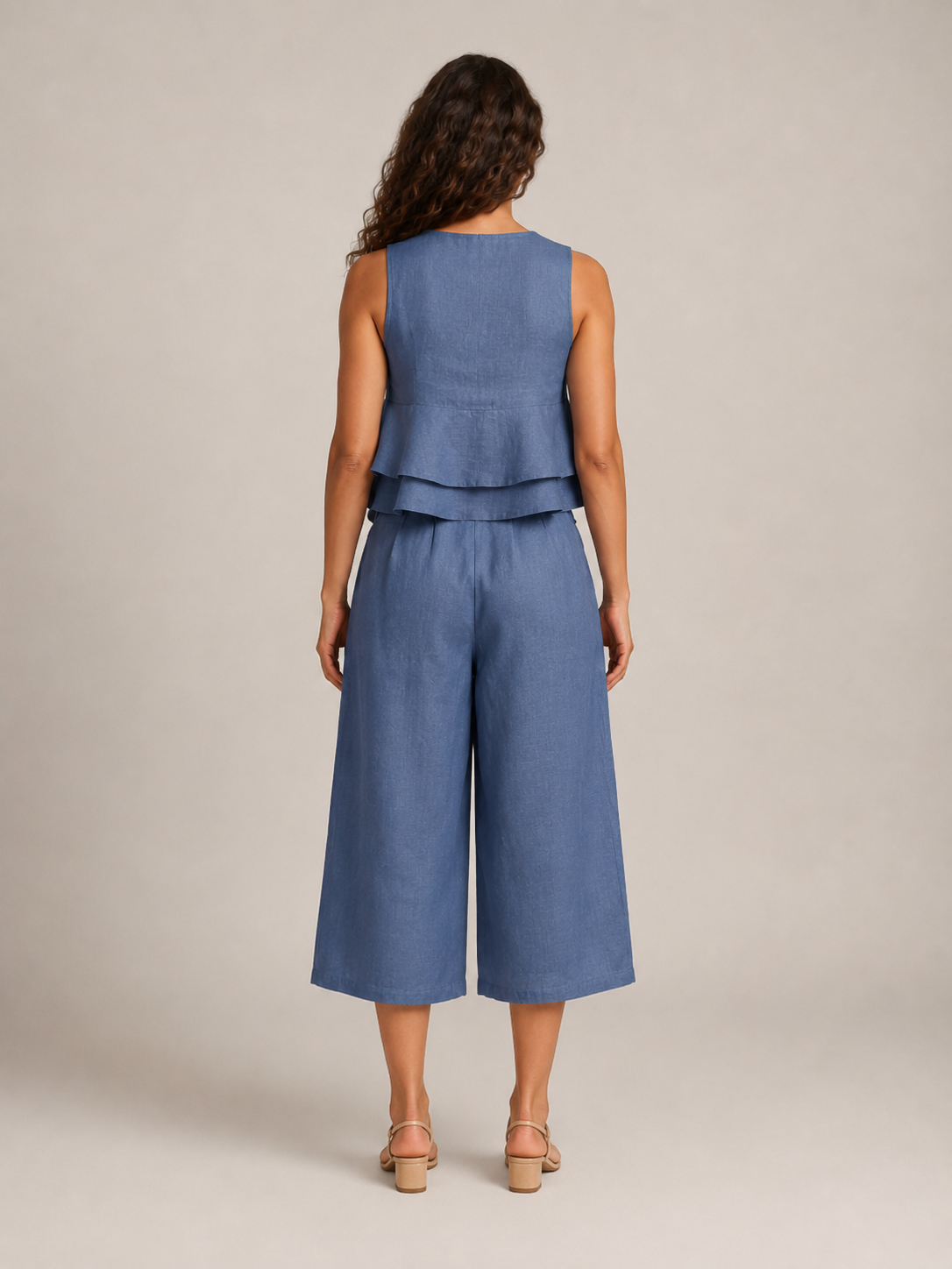 Umay - Dames Tweedelige Set Met Gelaagde Ruchestop En Culottebroek