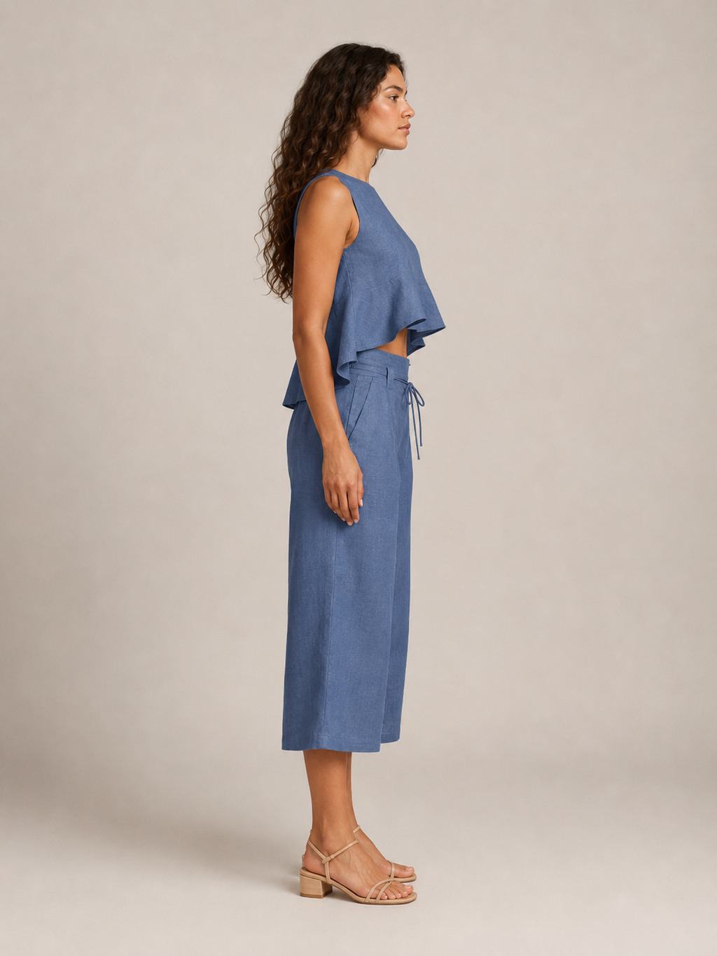 Umay - Dames Tweedelige Set Met Gelaagde Ruchestop En Culottebroek
