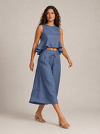 Umay - Dames Tweedelige Set Met Gelaagde Ruchestop En Culottebroek