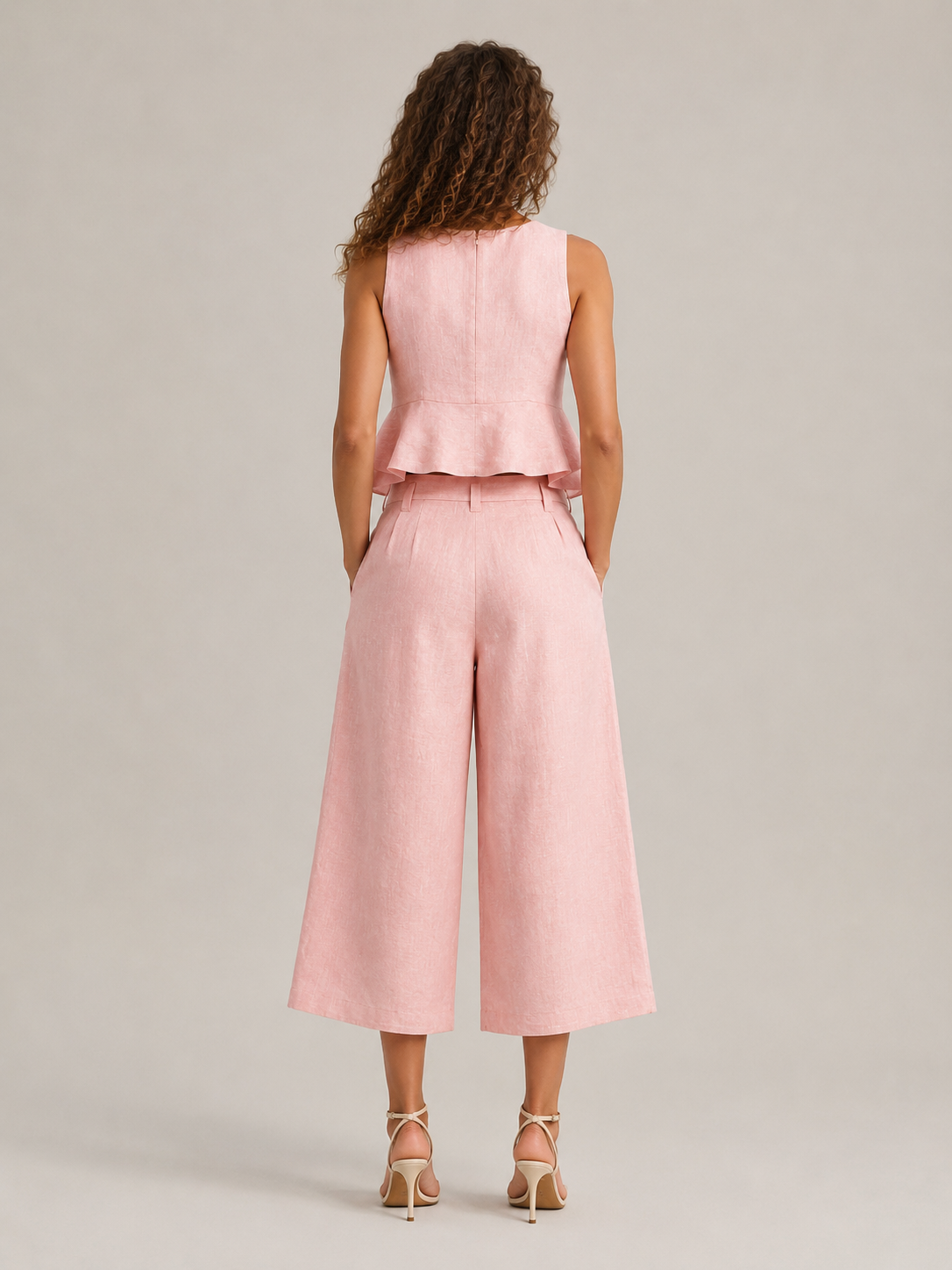 Umay - Dames Tweedelige Set Met Gelaagde Ruchestop En Culottebroek
