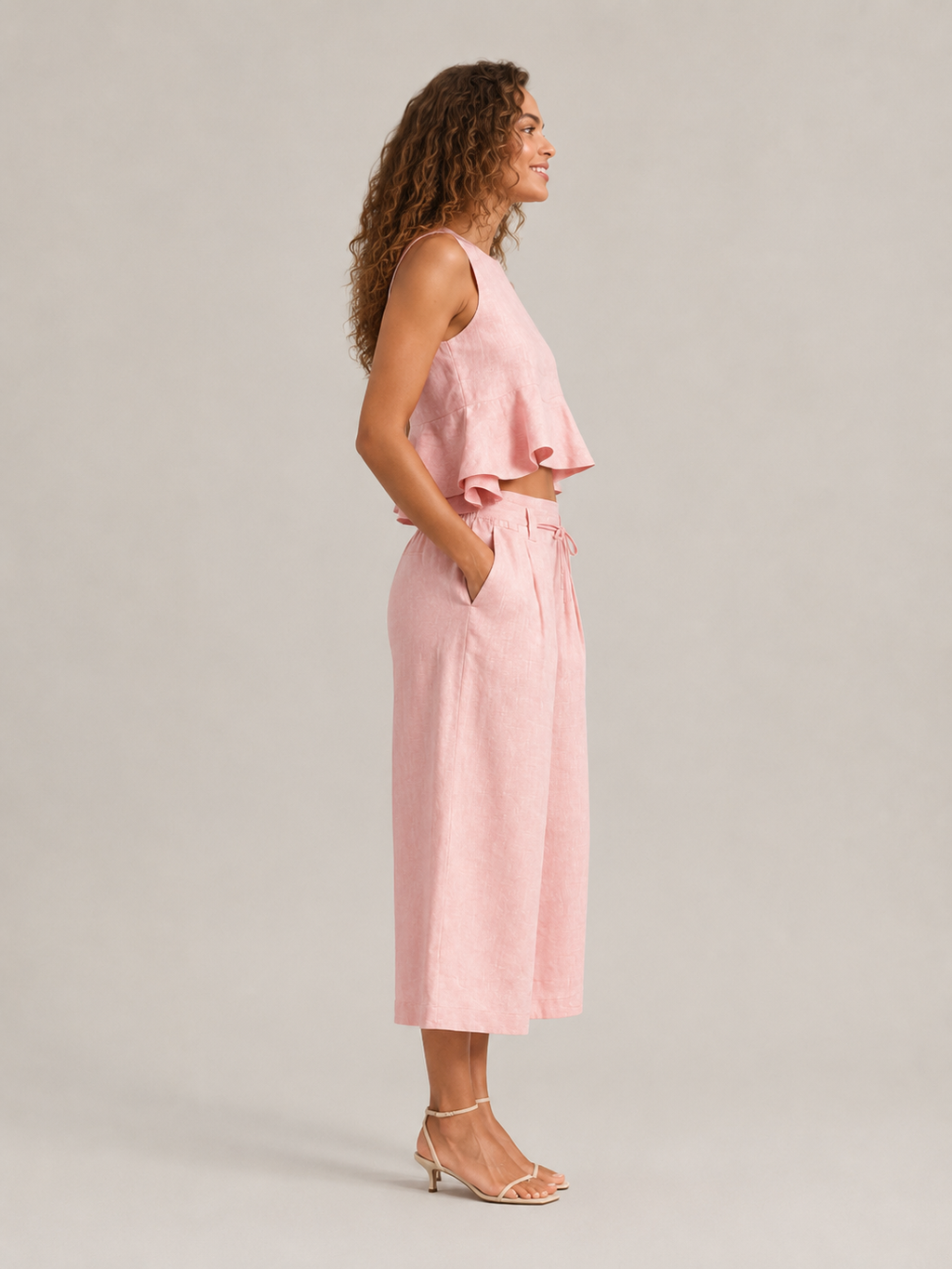 Umay - Dames Tweedelige Set Met Gelaagde Ruchestop En Culottebroek