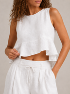 Umay - Dames Tweedelige Set Met Gelaagde Ruchestop En Culottebroek