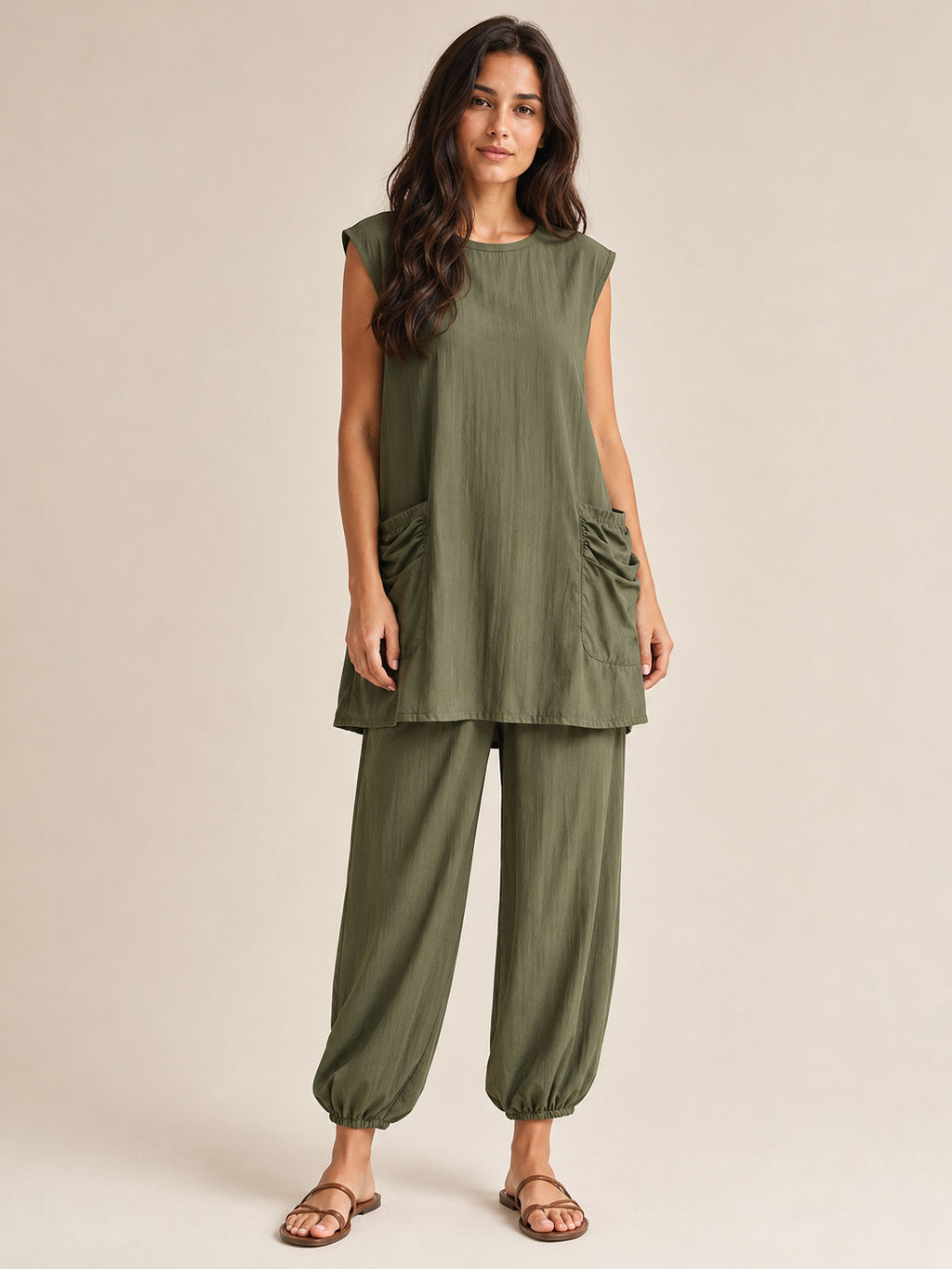 Uchenna - Dames Tweedelige Set Met Asymmetrische Tuniektop En Harembroek