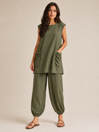Uchenna - Dames Tweedelige Set Met Asymmetrische Tuniektop En Harembroek