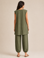 Uchenna - Dames Tweedelige Set Met Asymmetrische Tuniektop En Harembroek