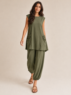 Uchenna - Dames Tweedelige Set Met Asymmetrische Tuniektop En Harembroek