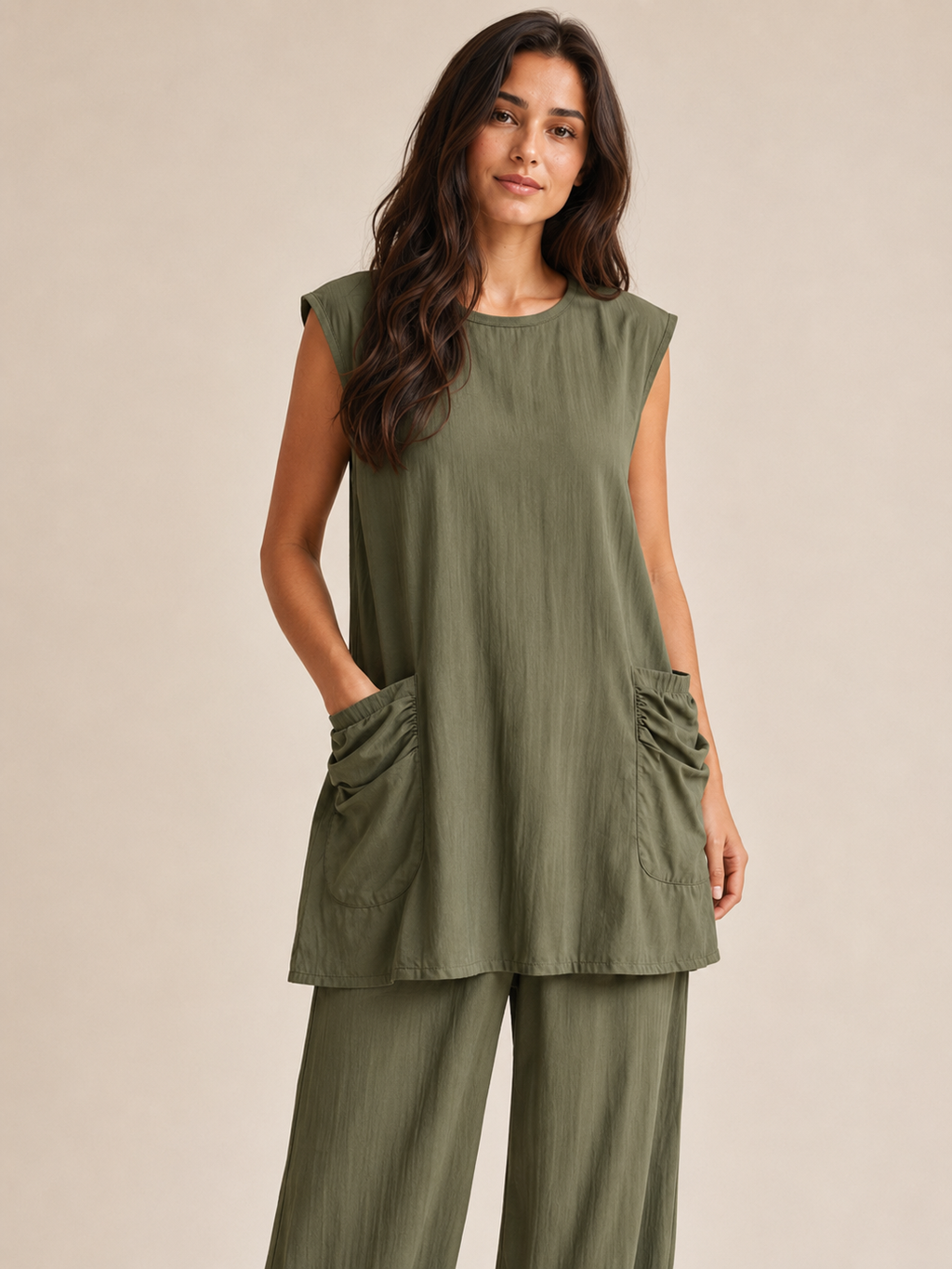 Uchenna - Dames Tweedelige Set Met Asymmetrische Tuniektop En Harembroek