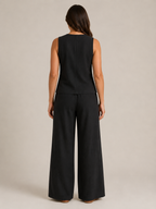 Urmi - Dames Tweedelige Set Met V-Hals Gilet En Wijde Pijpen