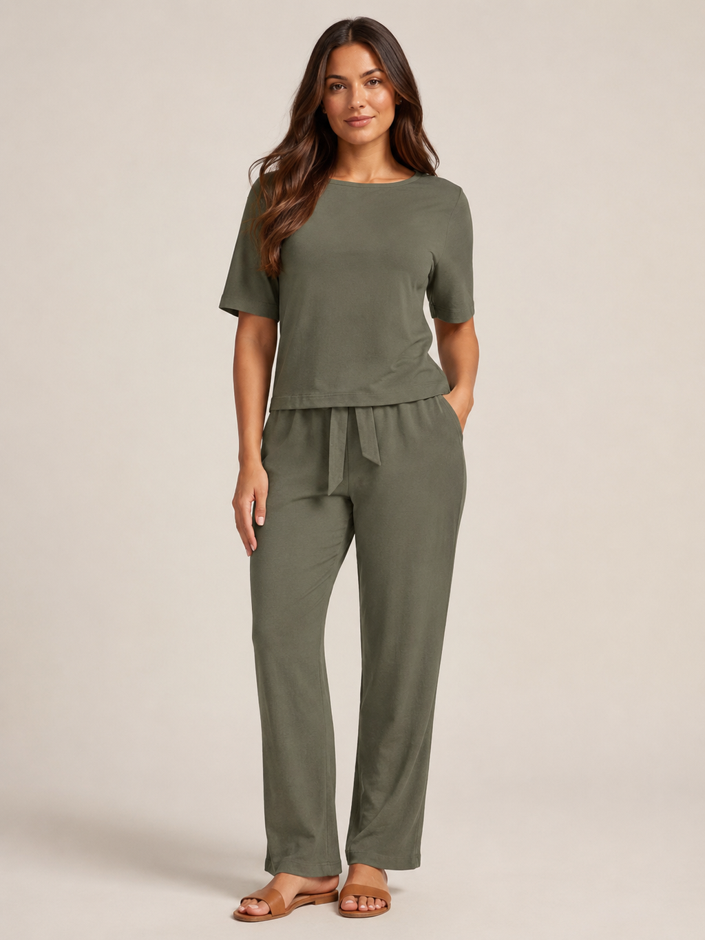 Ufuoma - Dames Tweedelige Set Met Korte Mouwen En Taps Toelopende Broek