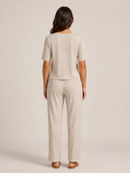 Ufuoma - Dames Tweedelige Set Met Korte Mouwen En Taps Toelopende Broek