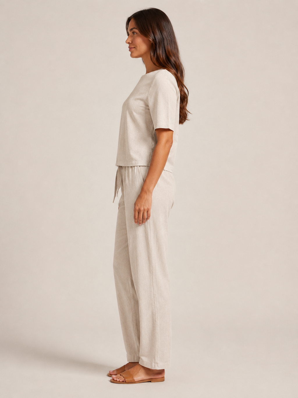 Ufuoma - Dames Tweedelige Set Met Korte Mouwen En Taps Toelopende Broek