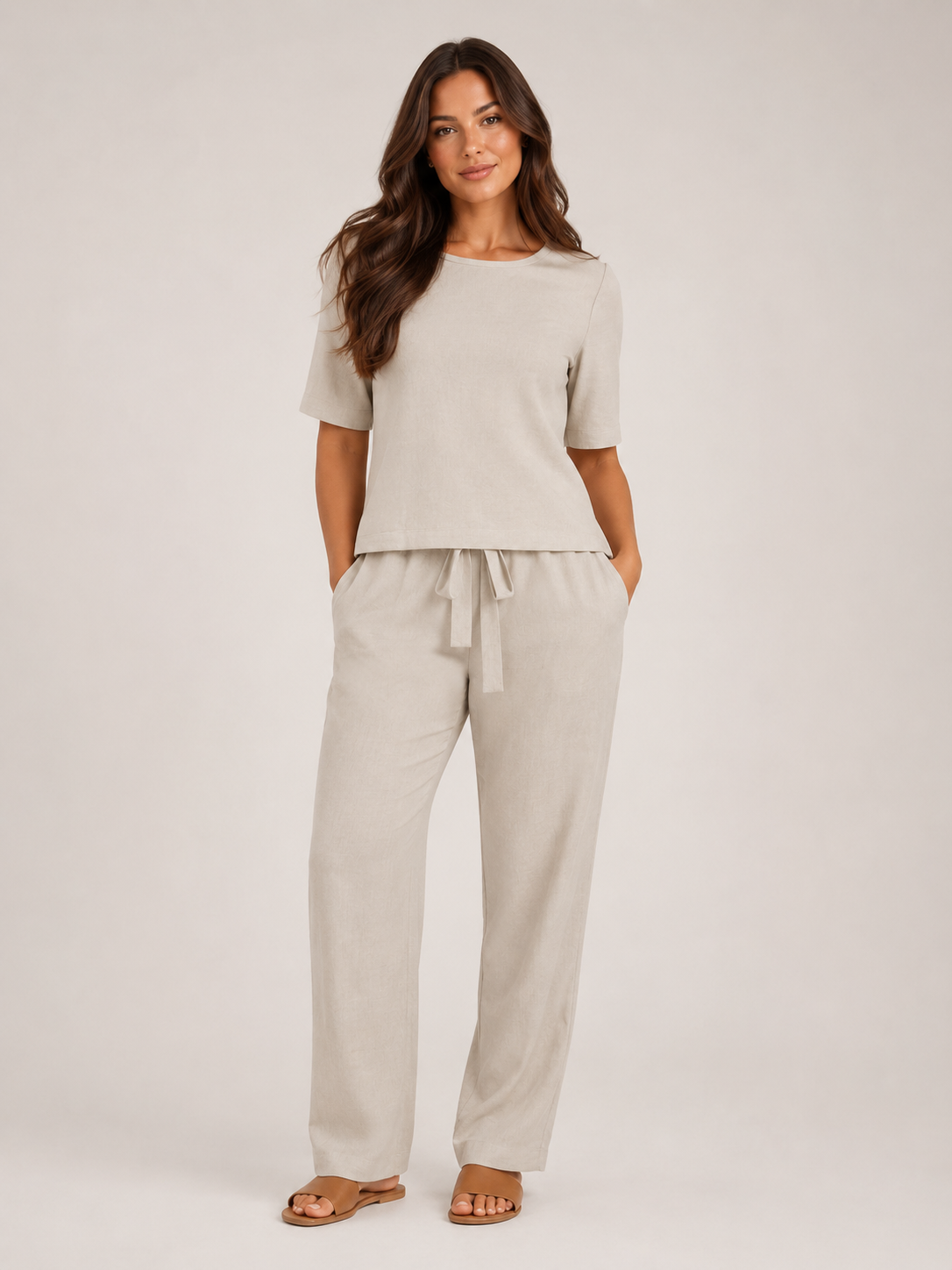 Ufuoma - Tweedelige damesset met losvallende top en taps toelopende broek