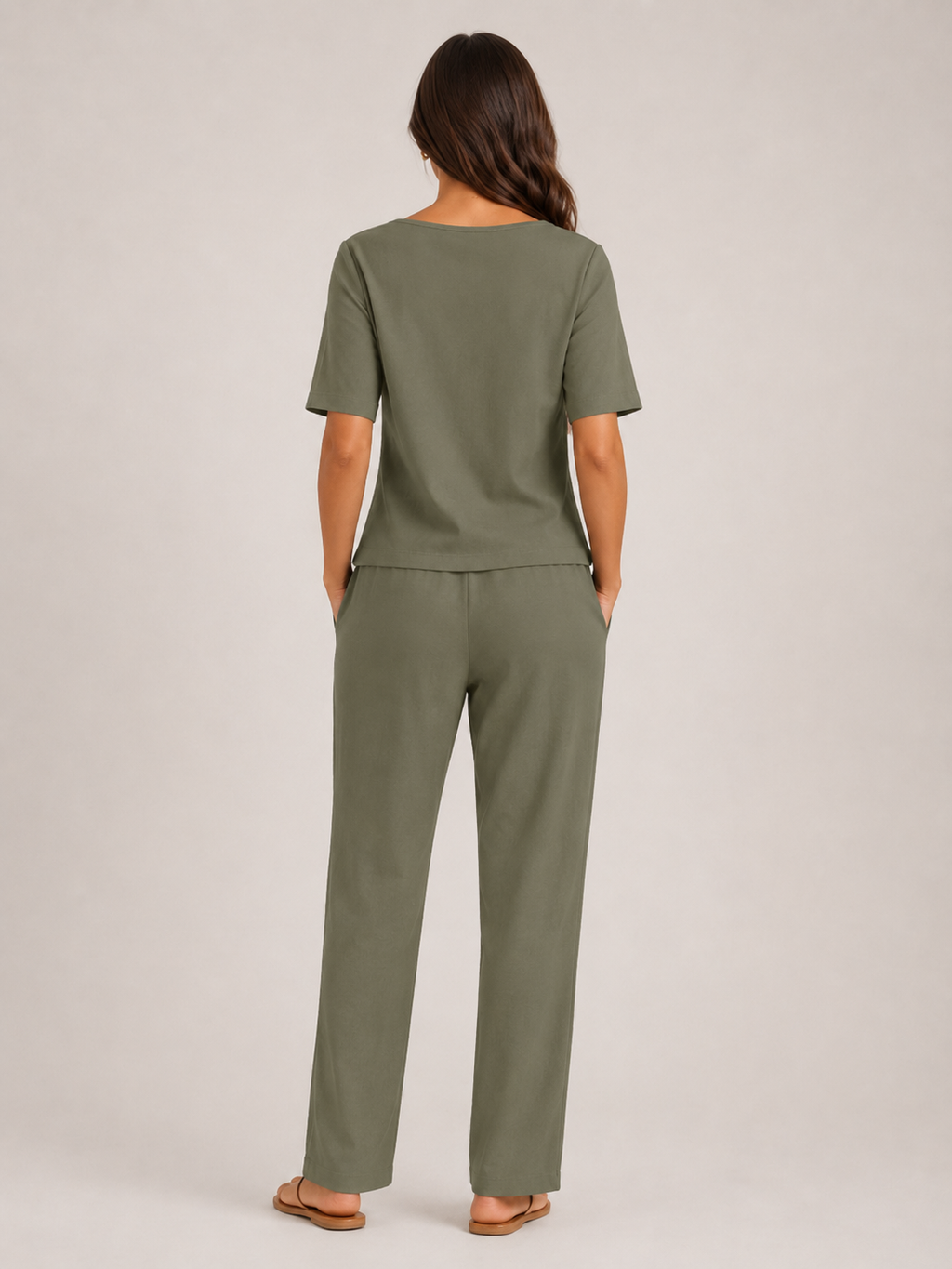 Ufuoma - Dames Tweedelige Set Met Korte Mouwen En Taps Toelopende Broek
