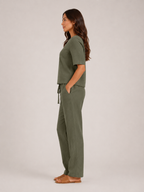 Ufuoma - Dames Tweedelige Set Met Korte Mouwen En Taps Toelopende Broek