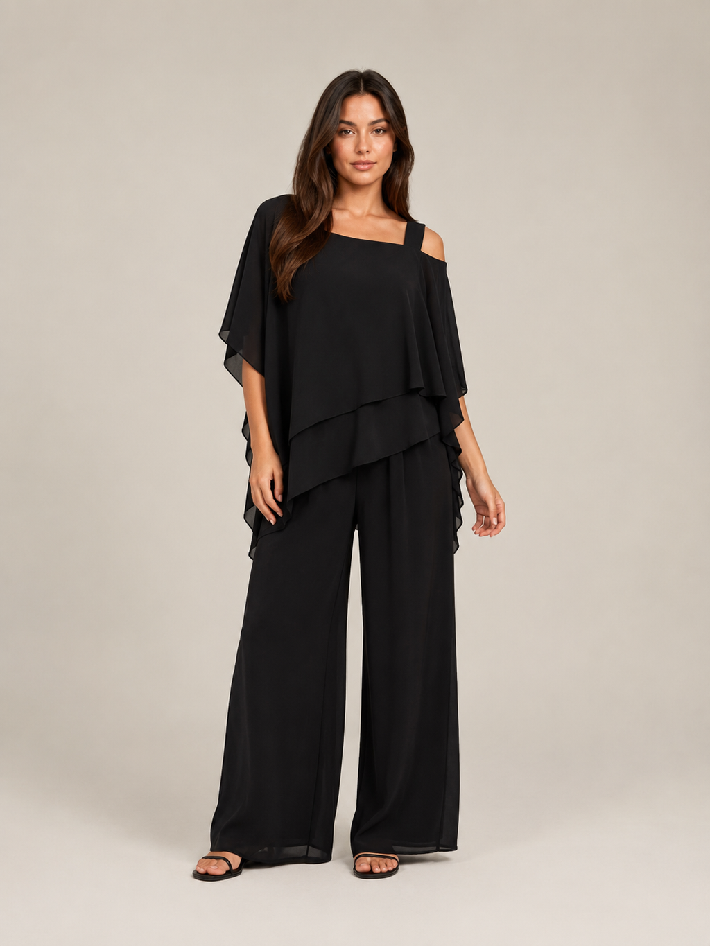 Umeko - Dames Tweedelige Set Met Asymmetrische Top En Rechte Broek