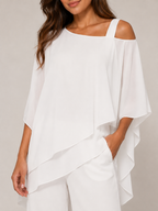 Umeko - Dames Tweedelige Set Met Asymmetrische Top En Rechte Broek