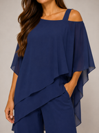 Umeko - Dames Tweedelige Set Met Asymmetrische Top En Rechte Broek