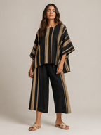 Usoa - Dames Tweedelige Set Met Asymmetrische Streeptop En Culottebroek