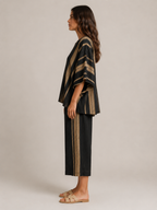 Usoa - Dames Tweedelige Set Met Asymmetrische Streeptop En Culottebroek
