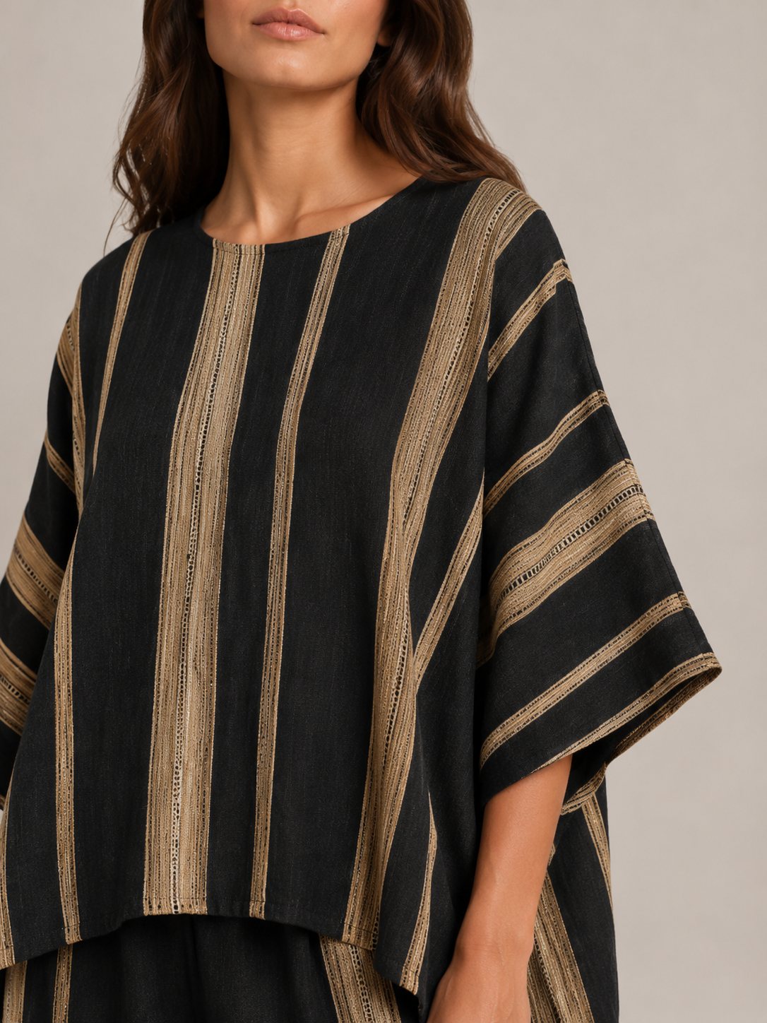 Usoa - Dames Tweedelige Set Met Asymmetrische Streeptop En Culottebroek