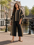 Usoa - Dames Tweedelige Set Met Asymmetrische Streeptop En Culottebroek
