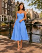Meike - Midi-jurk Met Spaghettibandjes En Uitlopende Rok