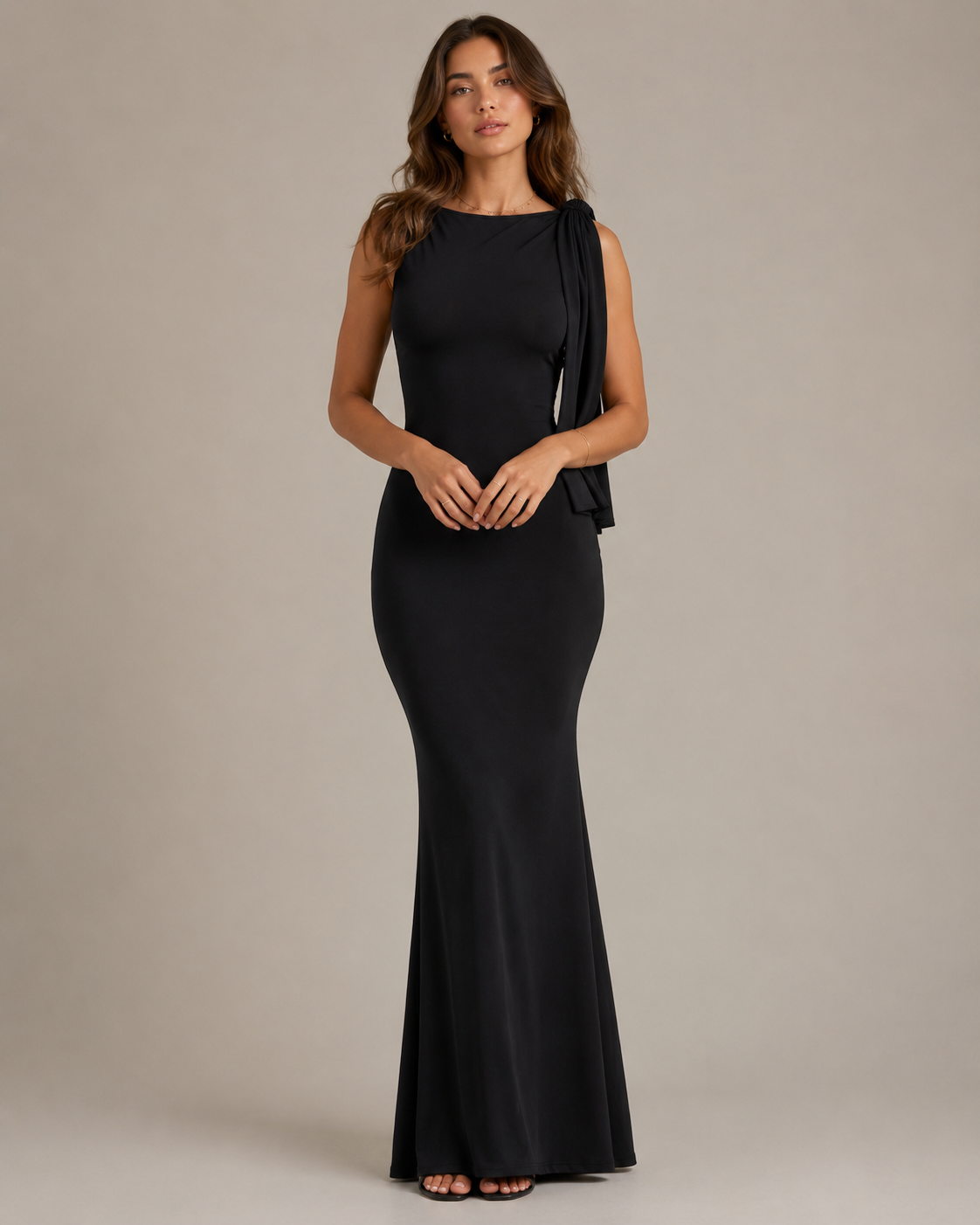 Lucinda - Satijnen One-Shoulder Avondjurk Met Strikdetail