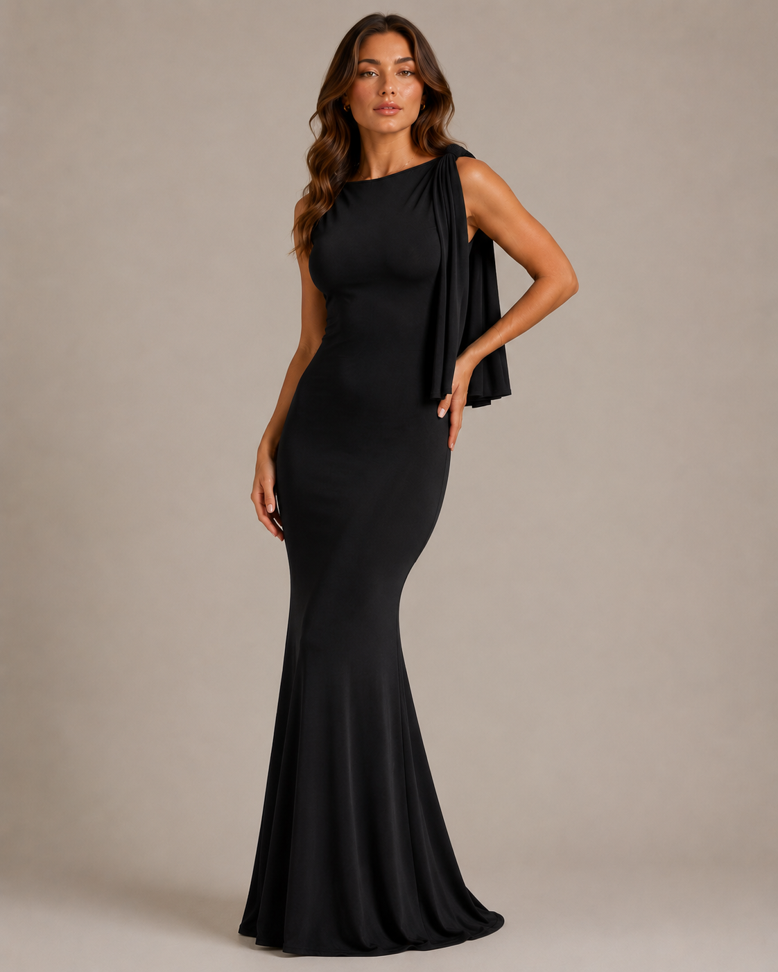 Lucinda - Satijnen One-Shoulder Avondjurk Met Strikdetail