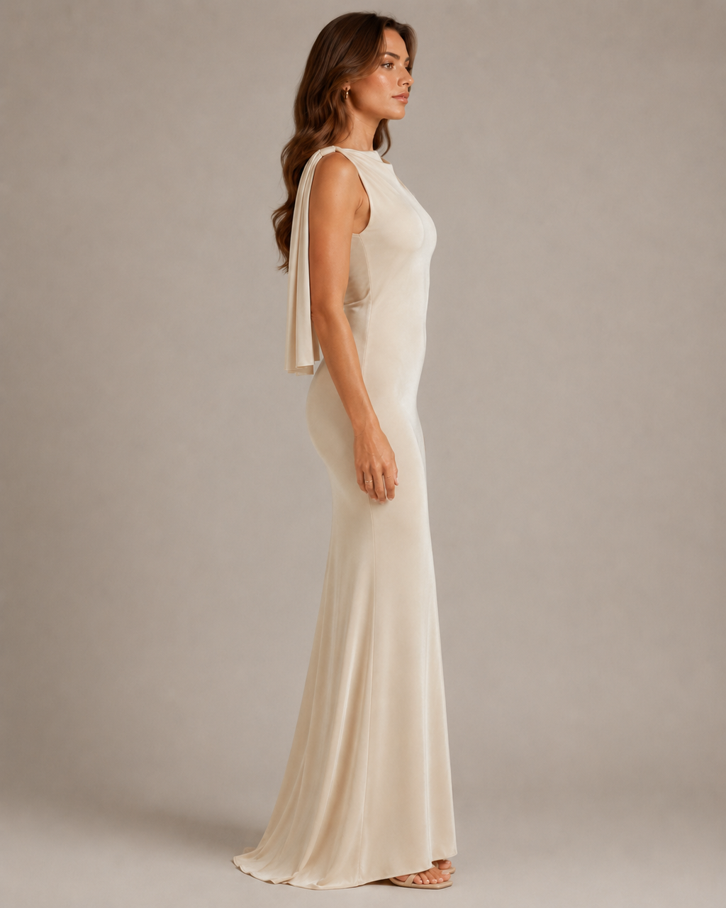 Lucinda - Satijnen One-Shoulder Avondjurk Met Strikdetail