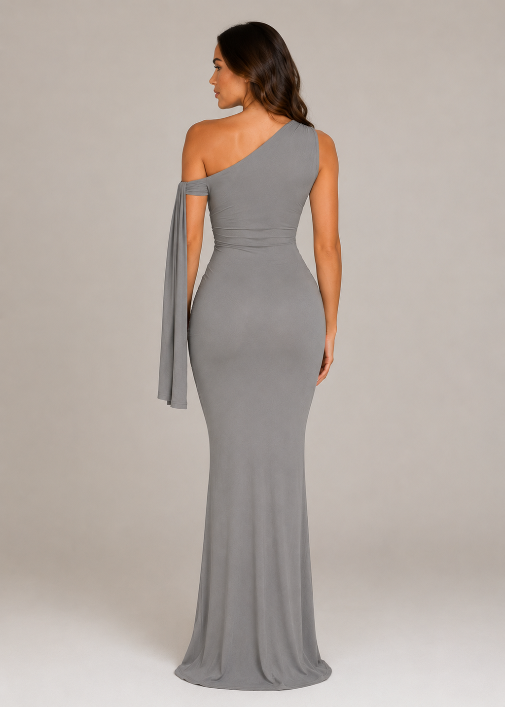Lucinda - Satijnen One-Shoulder Avondjurk Met Strikdetail
