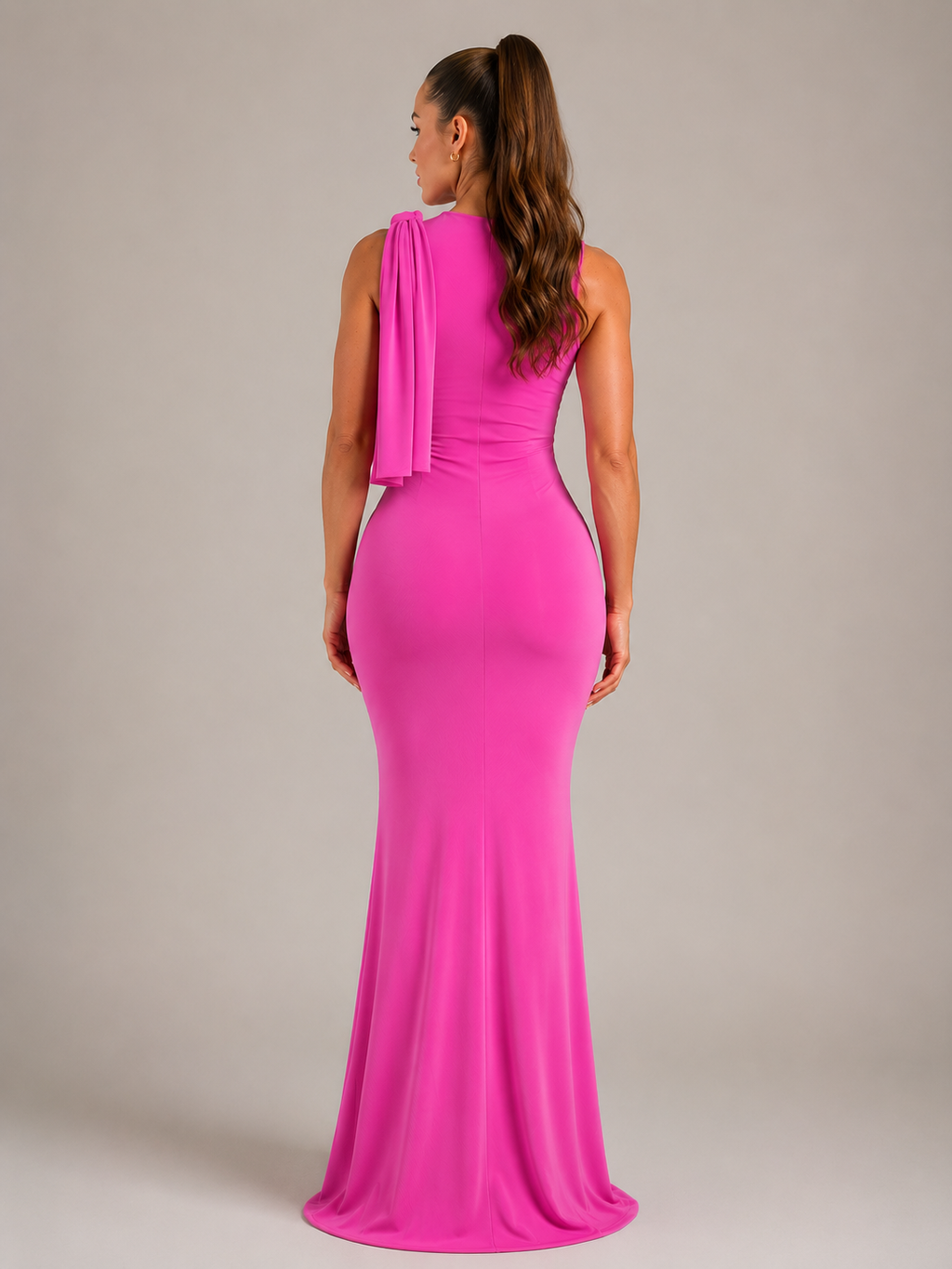 Lucinda - Satijnen One-Shoulder Avondjurk Met Strikdetail