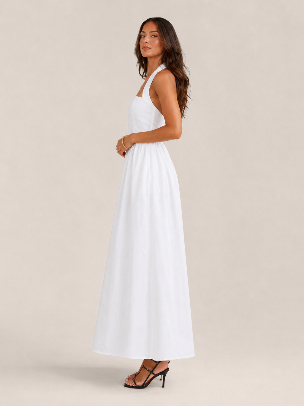Laurine -Dames Halter Jurk Maxi-jurk Open Rug