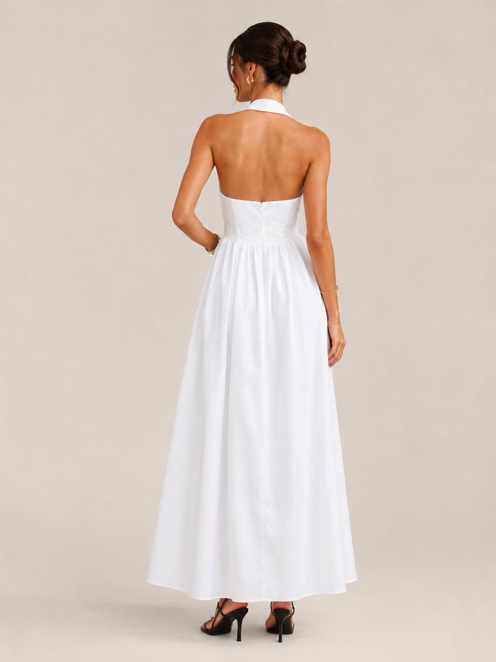 Laurine -Dames Halter Jurk Maxi-jurk Open Rug