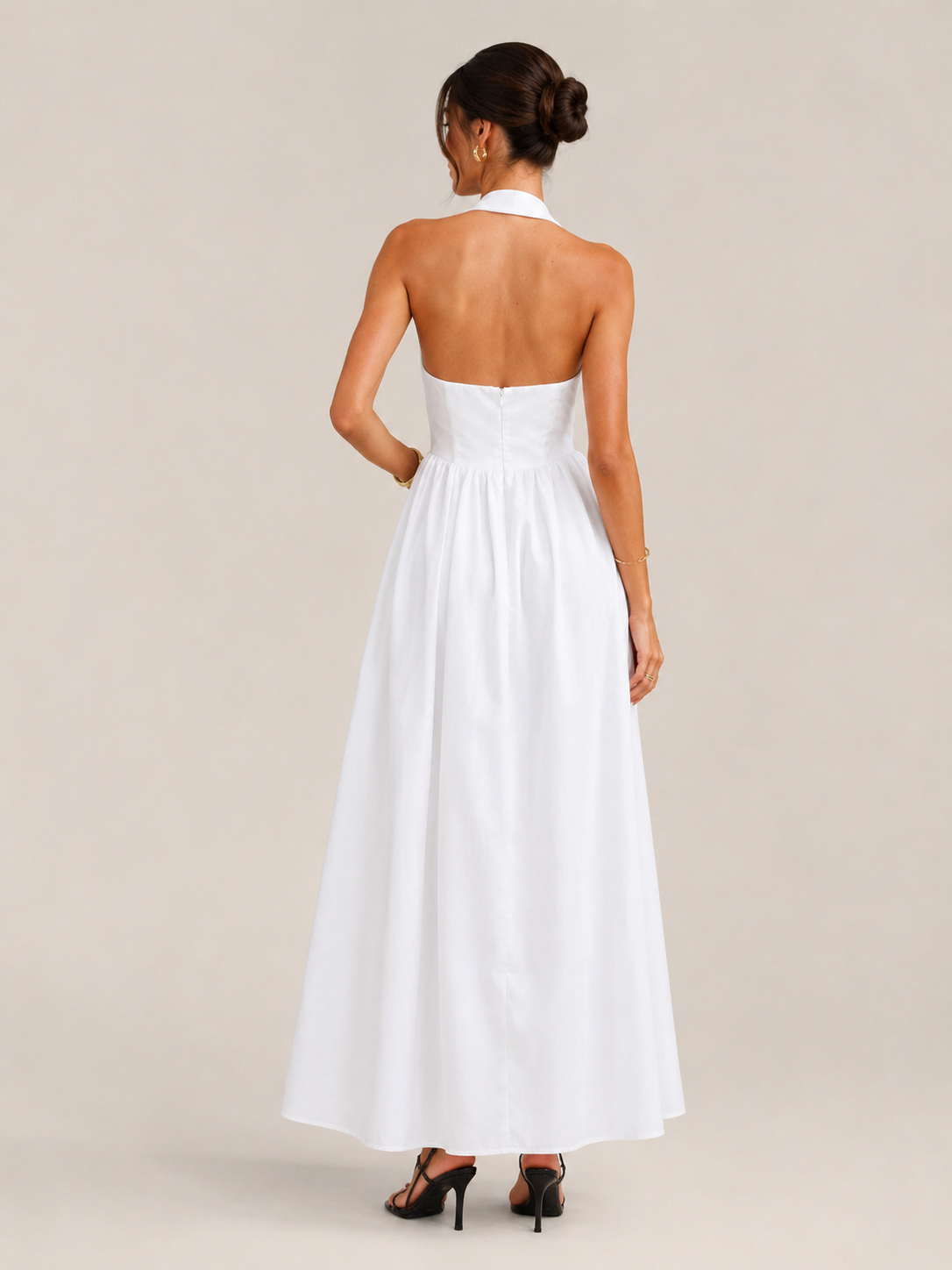 Laurine -Dames Halter Jurk Maxi-jurk Open Rug