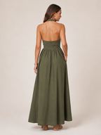 Laurine -Dames Halter Jurk Maxi-jurk Open Rug