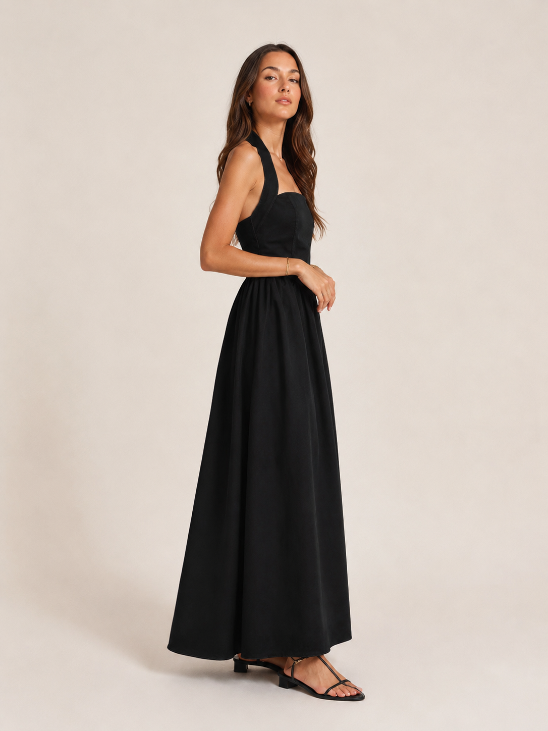 Laurine -Dames Halter Jurk Maxi-jurk Open Rug