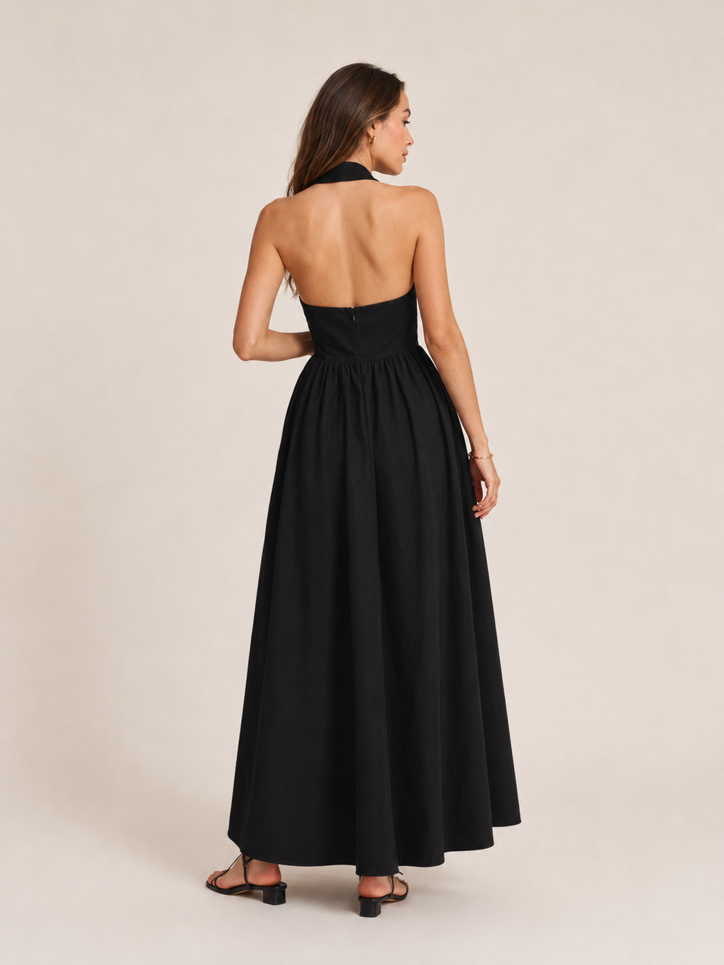 Laurine -Dames Halter Jurk Maxi-jurk Open Rug