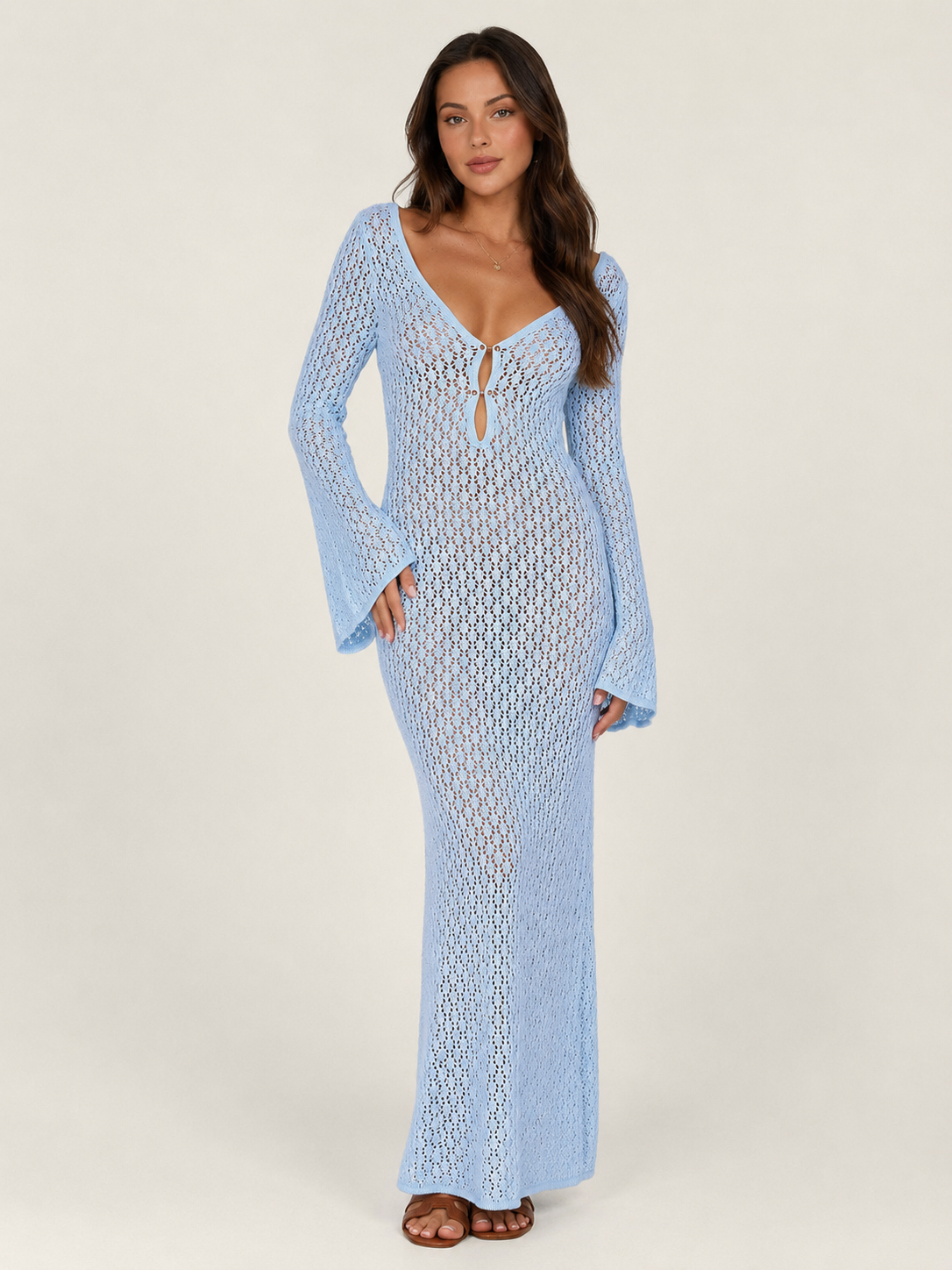 Liora - Dames Gehaakte Maxi Boho Jurk
