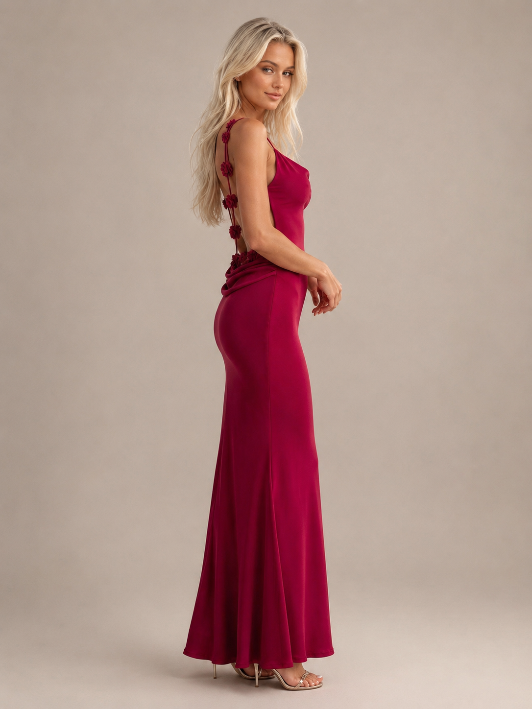 Lavinia - Satijnen Maxi Jurk Met Watervalhals