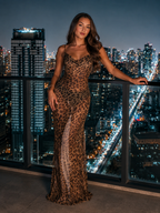 Luna - Luipaard Maxi Jurk Met Slipdress-Look
