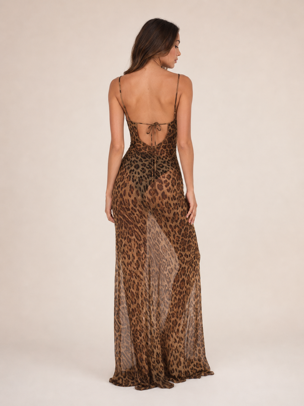 Luna - Luipaard Maxi Jurk Met Slipdress-Look