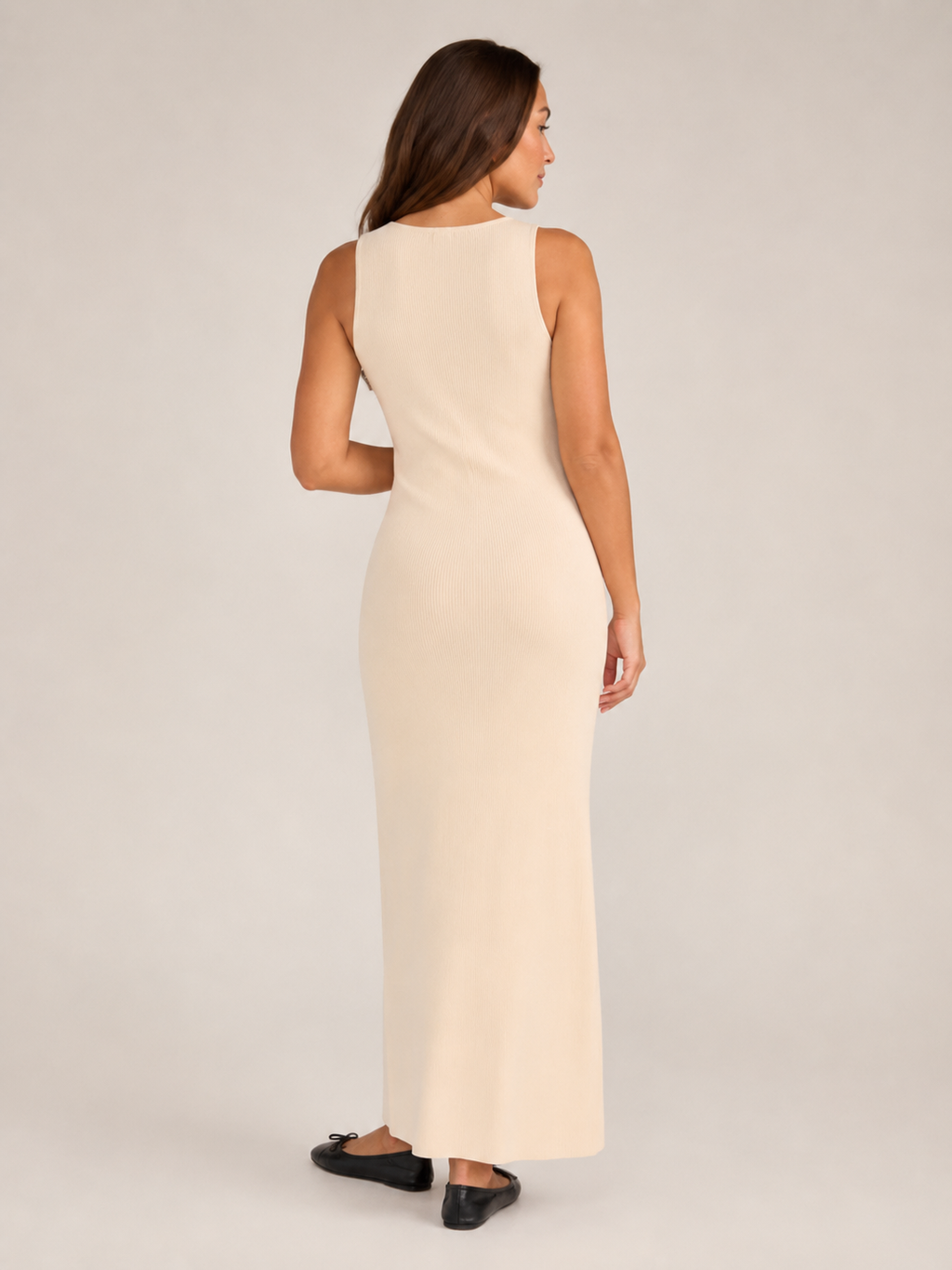 Lorena - Mouwloze Maxi Jurk Met Knoopsluiting