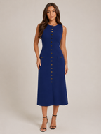 Lorena - Mouwloze Maxi Jurk Met Knoopsluiting