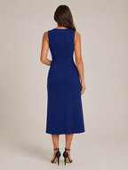 Lorena - Mouwloze Maxi Jurk Met Knoopsluiting